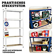 Floordirekt Schwerlastregal Titanrack (H x B x T: 180 x 90 x 60 cm, Traglast pro Boden: 175 kg, Anzahl Böden: 5 Stk., Stecken, Weiß) | BAUHAUS