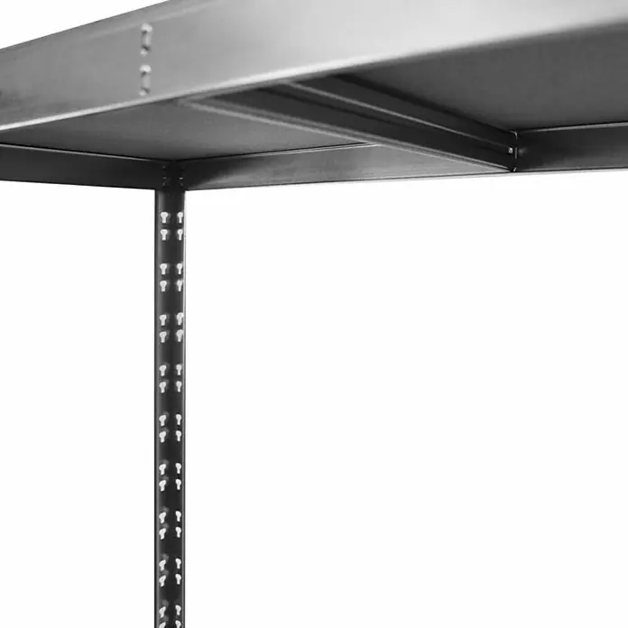 Floordirekt Reifenregal - H x B x T: 180 x 130 x 50 cm, Anzahl Träger: 2 Stk., Stecken, Silber - Detailaufnahme eines robusten Metallregals, das sich ideal für Lagerung und Organisation eignet.