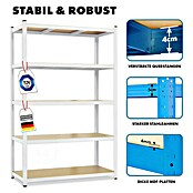 Floordirekt Schwerlastregal Titanrack (H x B x T: 180 x 90 x 60 cm, Traglast pro Boden: 175 kg, Anzahl Böden: 5 Stk., Stecken, Weiß) | BAUHAUS