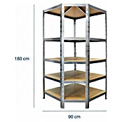 Floordirekt Eckregal (H x B x T: 180 x 90 x 42 cm, Traglast pro Boden: 175 kg, Anzahl Böden: 5 Stk., Stecken, Silber) | BAUHAUS