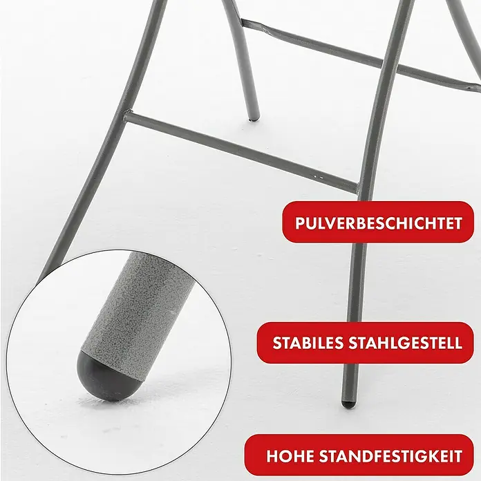 Floordirekt Garten-Stehtisch rund Nagano - Ø x H: 80 x 110 cm, Kunststoff, Rund, Weiß - Detailansicht eines pulverbeschichteten, stabilen Stahlgestells mit hoher Standfestigkeit.