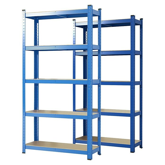 Floordirekt Schwerlastregal Set Lakota (H x B x T: 150 x 75 x 30 cm, 2 Stk., Traglast pro Boden: 175 kg, Anzahl Böden: 5 Stk., Stecken, Blau) | BAUHAUS
