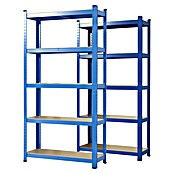 Floordirekt Schwerlastregal Set Lakota (H x B x T: 150 x 75 x 30 cm, 2 Stk., Traglast pro Boden: 175 kg, Anzahl Böden: 5 Stk., Stecken, Blau) | BAUHAUS