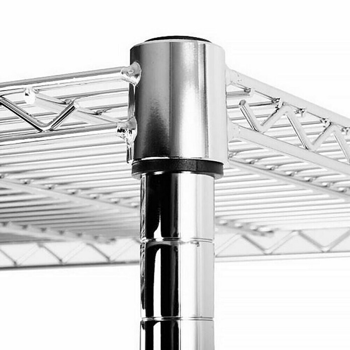 Floordirekt Gitterregal Everest (H x B x T: 160 x 60 x 90 cm, Traglast pro Boden: 70 kg, Anzahl Böden: 4 Stk., Stecken, Chrom) | BAUHAUS