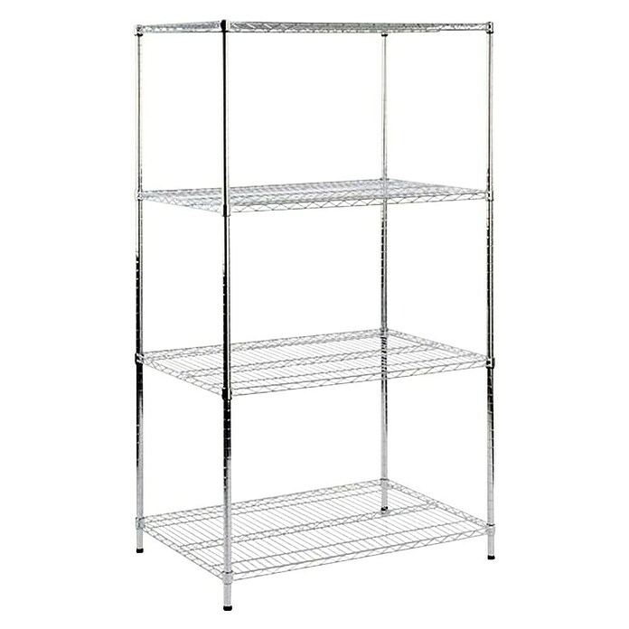 Floordirekt Gitterregal Everest (H x B x T: 160 x 60 x 90 cm, Traglast pro Boden: 70 kg, Anzahl Böden: 4 Stk., Stecken, Chrom) | BAUHAUS