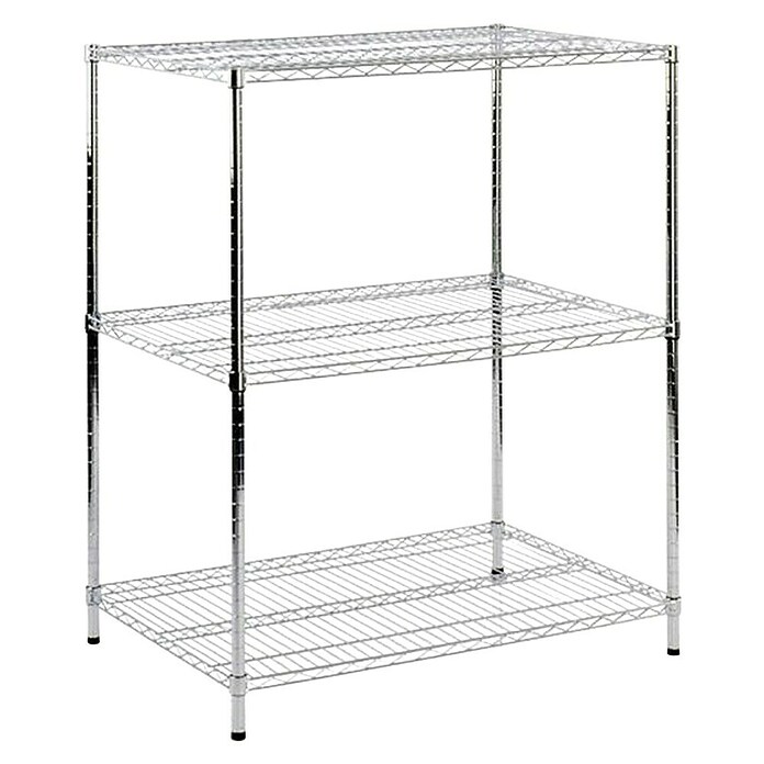 Floordirekt Gitterregal Everest (H x B x T: 90 x 35 x 60 cm, Traglast pro Boden: 70 kg, Anzahl Böden: 3 Stk., Stecken, Chrom) | BAUHAUS