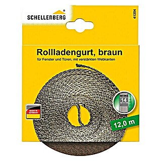 Schellenberg Rollladengurt (Braun, Länge: 12 m, Gurtbreite: 14 mm)