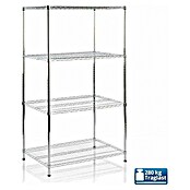 Floordirekt Gitterregal Everest (H x B x T: 160 x 60 x 90 cm, Traglast pro Boden: 70 kg, Anzahl Böden: 4 Stk., Stecken, Chrom) | BAUHAUS