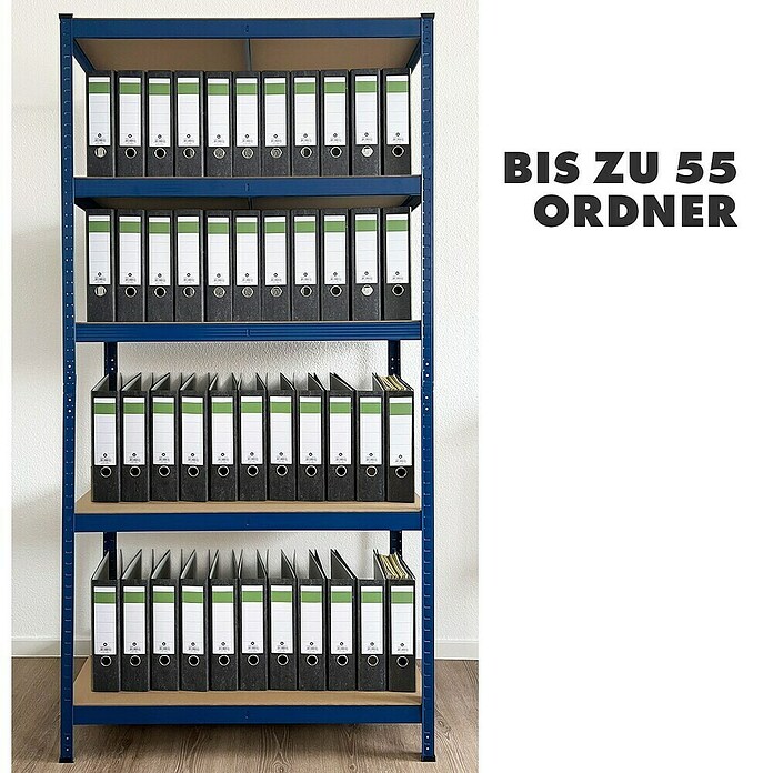 Floordirekt Schwerlastregal Set Lakota (H x B x T: 150 x 75 x 30 cm, 2 Stk., Traglast pro Boden: 175 kg, Anzahl Böden: 5 Stk., Stecken, Blau) | BAUHAUS