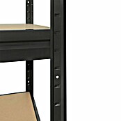 Floordirekt Schwerlastregal (H x B x T: 180 x 200 x 60 cm, Traglast pro Boden: 400 kg, Anzahl Böden: 4 Stk., Stecken, Schwarz) | BAUHAUS