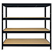 Floordirekt Schwerlastregal (H x B x T: 180 x 200 x 60 cm, Traglast pro Boden: 400 kg, Anzahl Böden: 4 Stk., Stecken, Schwarz) | BAUHAUS