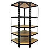 Floordirekt Eckregal (H x B x T: 180 x 90 x 42 cm, Traglast pro Boden: 175 kg, Anzahl Böden: 5 Stk., Stecken, Schwarz) | BAUHAUS
