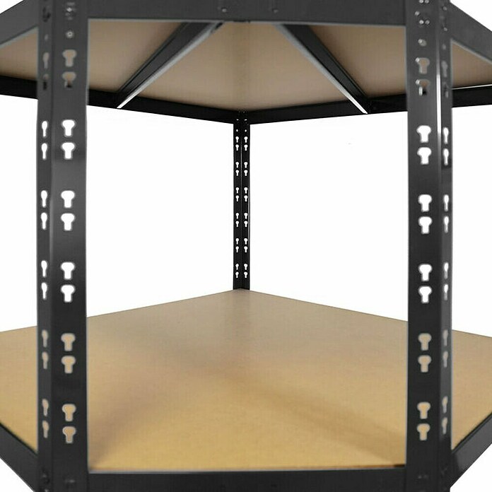 Floordirekt Eckregal (H x B x T: 180 x 90 x 42 cm, Traglast pro Boden: 175 kg, Anzahl Böden: 5 Stk., Stecken, Schwarz) | BAUHAUS