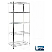 Floordirekt Gitterregal Everest (H x B x T: 200 x 60 x 90 cm, Traglast pro Boden: 70 kg, Anzahl Böden: 5 Stk., Stecken, Chrom) | BAUHAUS