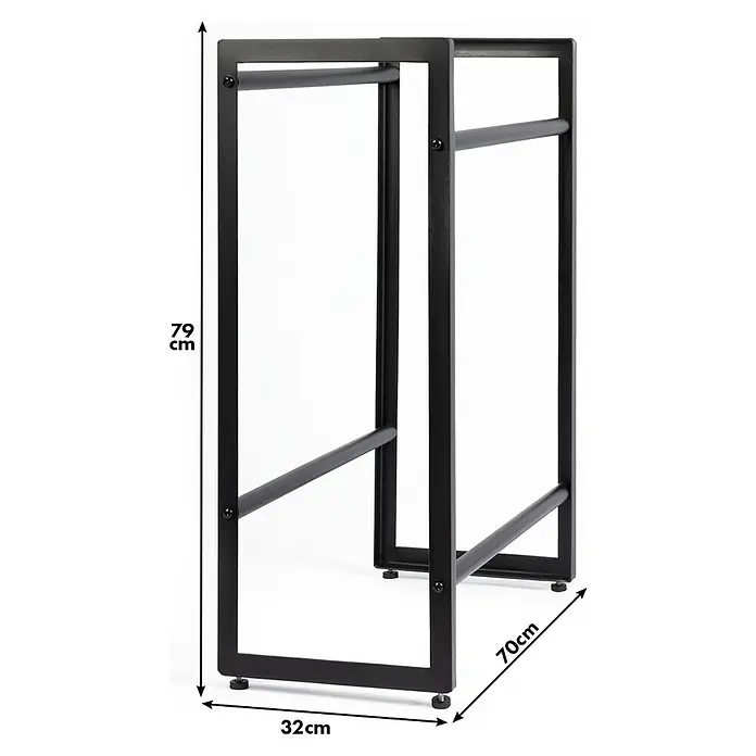 Floordirekt Getränkekistenregal Kenji - H x B x T: 79 x 70 x 32 cm, Traglast pro Boden: 150 kg, Anzahl Böden: 2 Stk., Stecken, Schwarz - Abgebildet ist ein schwarzes Tischgestell aus Metall mit den Maßen 79 cm Höhe, 32 cm Breite und 70 cm Tiefe.