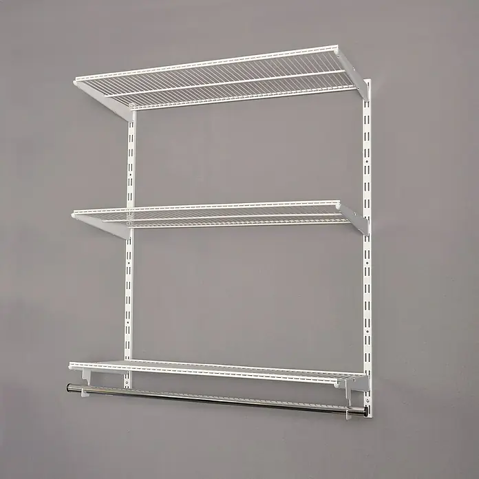 Element System Regal-Set - L x B x H: 33,1 x 99,6 x 91,1 cm, Anzahl Böden: 3 Stk., Weiß - Regal mit drei Regalböden und einer Kleiderstange, ideal für die Organisation von Kleidung und Accessoires.