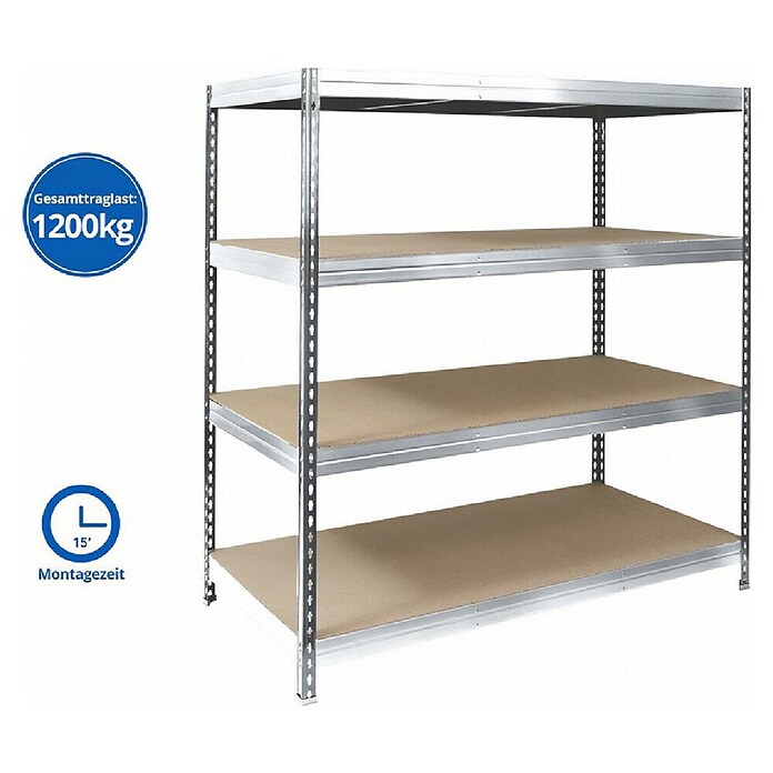 Etagère bois et métal H. 200 x L. 237 x P. 60 cm. - Brico Dépôt