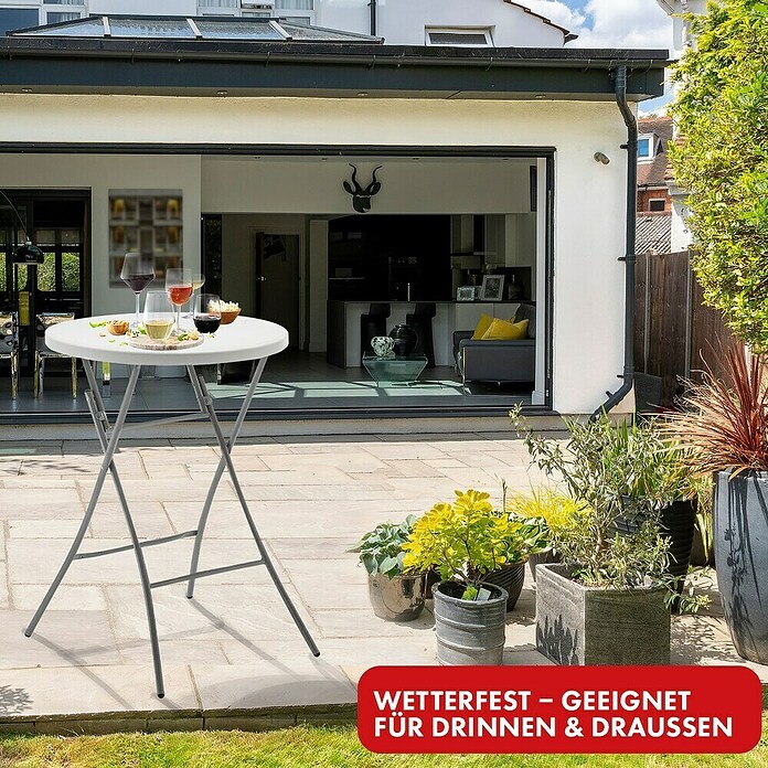Floordirekt Garten-Stehtisch rund Nagano (Ø x H: 80 x 110 cm, Kunststoff, Rund, Weiß) | BAUHAUS
