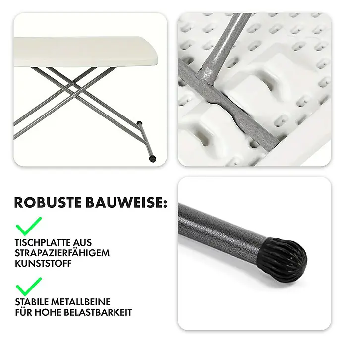 Floordirekt Balkontisch Nara - L x B x H: 75,5 x 49 x 76 cm, Kunststoff, Rechteckig, Weiß - Robuster Klapptisch mit strapazierfähiger Kunststoffplatte und stabilen Metallbeinen für hohe Belastbarkeit.