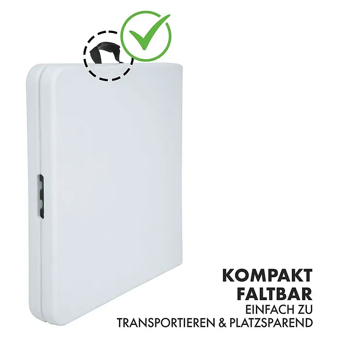 Floordirekt Gartentisch Fukui - L x B x H: 120 x 60 x 75 cm, Kunststoff, Rechteckig, Weiß - Klappbarer, kompakter Tisch mit Tragegriff. Ideal für den Transport und platzsparende Lagerung.