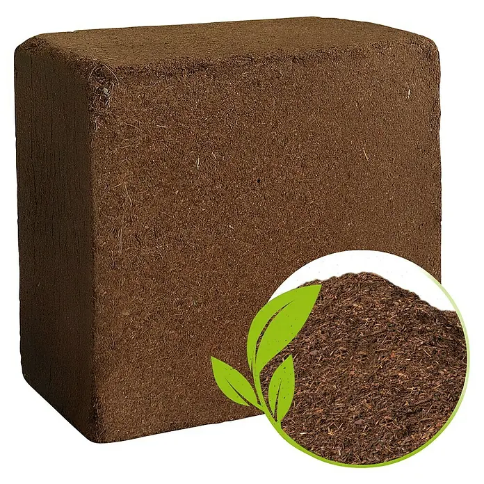 Pflanzerde Torffrei - 5 kg - Würfel aus Kokosfaser-Substrat, eine umweltfreundliche Alternative für den Gartenbau. Ideal für Pflanzenanzucht und Bodenverbesserung.