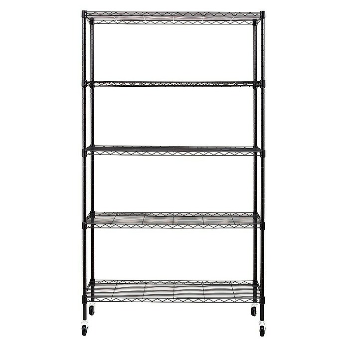Floordirekt Gitterregal Maya (H x B x T: 150 x 34 x 89 cm, Traglast pro Boden: 24 kg, Anzahl Böden: 5 Stk., Stecken, Schwarz) | BAUHAUS