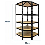 Floordirekt Eckregal (H x B x T: 180 x 90 x 42 cm, Traglast pro Boden: 175 kg, Anzahl Böden: 5 Stk., Stecken, Schwarz) | BAUHAUS