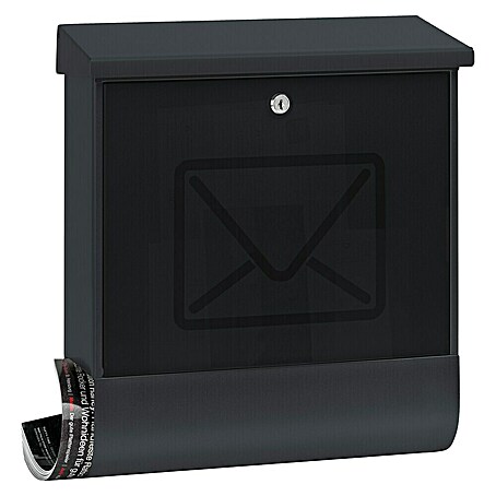 Burg-Wächter Wandbriefkasten Lucenta (L x B x H: 11,5 x 38 x 42,5 cm, Anthrazit, Stahl, Zeitungsfach)