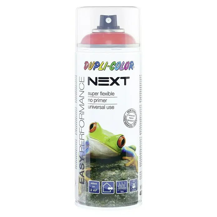 Dupli-Color Next Pintura decorativa en spray RAL 2004 - Naranja puro, Brillante, 400 ml - Bote de spray Dupli-Color Next, con aplicación flexible, sin imprimación, uso universal y fácil rendimiento.