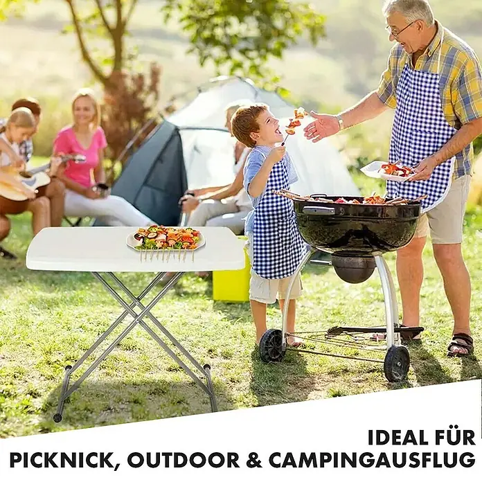 Floordirekt Balkontisch Nara - L x B x H: 75,5 x 49 x 76 cm, Kunststoff, Rechteckig, Weiß - Campingtisch mit Essen.