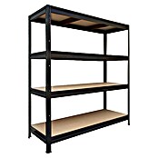 Floordirekt Schwerlastregal (H x B x T: 180 x 200 x 60 cm, Traglast pro Boden: 400 kg, Anzahl Böden: 4 Stk., Stecken, Schwarz) | BAUHAUS