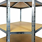 Floordirekt Eckregal (H x B x T: 180 x 90 x 42 cm, Traglast pro Boden: 175 kg, Anzahl Böden: 5 Stk., Stecken, Silber) | BAUHAUS