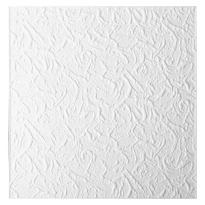 Deckenplatte Paris - 50 x 50 cm, Weiß, 2 m², Polystyrol geschäumt - Vorderansicht