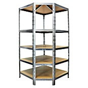 Floordirekt Eckregal (H x B x T: 180 x 90 x 42 cm, Traglast pro Boden: 175 kg, Anzahl Böden: 5 Stk., Stecken, Silber) | BAUHAUS