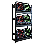 Floordirekt Getränkekistenregal Osaka (H x B x T: 160 x 80 x 30 cm, Traglast pro Boden: 100 kg, Anzahl Böden: 3 Stk., Stecken, Schwarz) | BAUHAUS