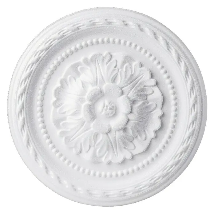 Rosette Diana - 30 cm, Expandiertes Polystyrol (EPS), Biedermeier, Weiß - Elegante weiße Deckenrosette mit floralem Design. Verleiht jedem Raum eine klassische und stilvolle Note mit detaillierten Ornamenten.