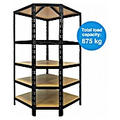 Floordirekt Eckregal (H x B x T: 180 x 90 x 42 cm, Traglast pro Boden: 175 kg, Anzahl Böden: 5 Stk., Stecken, Schwarz) | BAUHAUS
