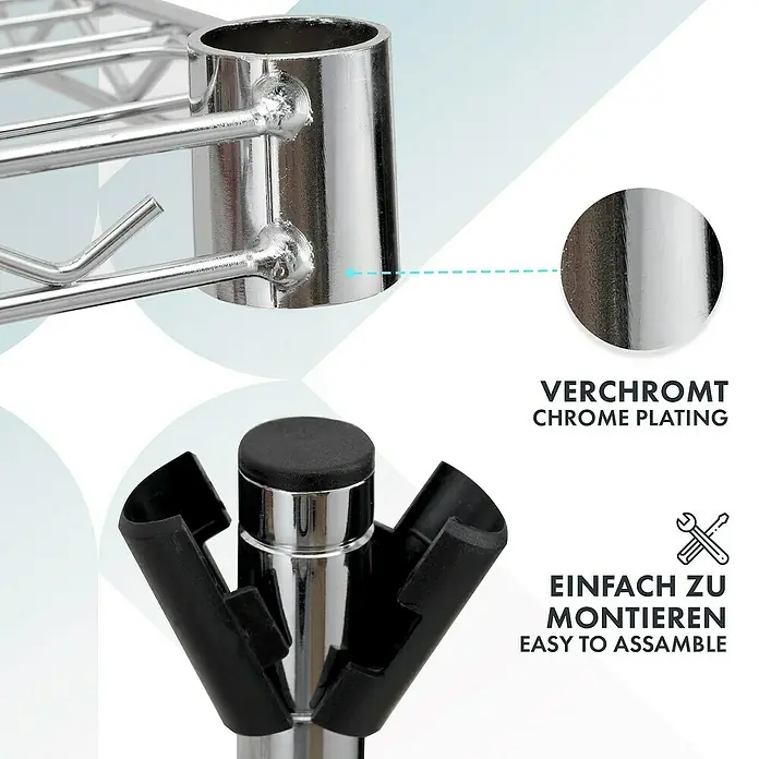 Floordirekt Gitterregal Maya - H x B x T: 150 x 34 x 89 cm, Traglast pro Boden: 24 kg, Anzahl Böden: 5 Stk., Stecken, Chrom - Chrombeschichtetes Regal mit einfacher Montage. Die glänzende Oberfläche und der unkomplizierte Aufbau machen es ideal für jeden Raum.