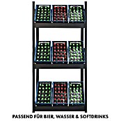 Floordirekt Getränkekistenregal Osaka (H x B x T: 200 x 80 x 30 cm, Traglast pro Boden: 100 kg, Anzahl Böden: 3 Stk., Stecken, Schwarz) | BAUHAUS
