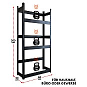 Floordirekt Getränkekistenregal Osaka (H x B x T: 200 x 80 x 30 cm, Traglast pro Boden: 100 kg, Anzahl Böden: 3 Stk., Stecken, Schwarz) | BAUHAUS