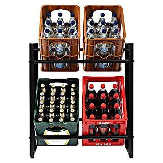 Floordirekt Getränkekistenregal Kenji (H x B x T: 79 x 70 x 32 cm, Traglast pro Boden: 150 kg, Anzahl Böden: 2 Stk., Stecken, Schwarz)
