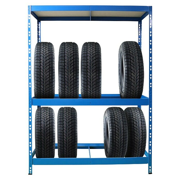 Floordirekt Reifenregal (H x B x T: 180 x 130 x 50 cm, Anzahl Träger: 2 Stk., Stecken, Blau) | BAUHAUS