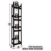 Floordirekt Getränkekistenregal Osaka (H x B x T: 200 x 40 x 30 cm, Traglast pro Boden: 100 kg, Anzahl Böden: 4 Stk., Stecken, Schwarz) | BAUHAUS