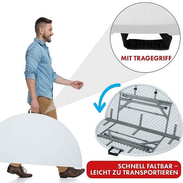 Floordirekt Klapptisch Shiga (Ø x H: 120 x 74 cm, Kunststoff, Rund, Weiß) | BAUHAUS