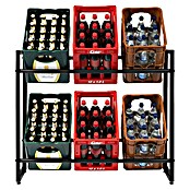 Floordirekt Getränkekistenregal Kenji (H x B x T: 82 x 104 x 32 cm, Traglast pro Boden: 150 kg, Anzahl Böden: 2 Stk., Stecken, Schwarz) | BAUHAUS