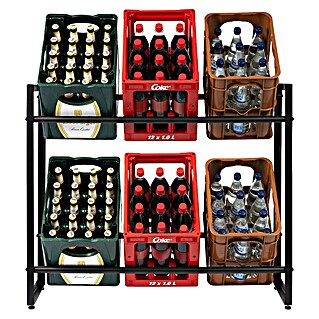 Floordirekt Getränkekistenregal Kenji (H x B x T: 82 x 104 x 32 cm, Traglast pro Boden: 150 kg, Anzahl Böden: 2 Stk., Stecken, Schwarz)