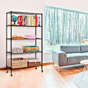Floordirekt Gitterregal Maya (H x B x T: 150 x 34 x 89 cm, Traglast pro Boden: 24 kg, Anzahl Böden: 5 Stk., Stecken, Schwarz) | BAUHAUS