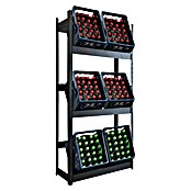 Floordirekt Getränkekistenregal Osaka (H x B x T: 200 x 80 x 30 cm, Traglast pro Boden: 100 kg, Anzahl Böden: 3 Stk., Stecken, Schwarz) | BAUHAUS