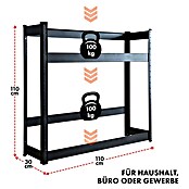 Floordirekt Getränkekistenregal Osaka (H x B x T: 110 x 110 x 30 cm, Traglast pro Boden: 100 kg, Anzahl Böden: 2 Stk., Stecken, Schwarz) | BAUHAUS