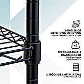 Floordirekt Gitterregal Maya (H x B x T: 150 x 34 x 89 cm, Traglast pro Boden: 24 kg, Anzahl Böden: 5 Stk., Stecken, Schwarz) | BAUHAUS